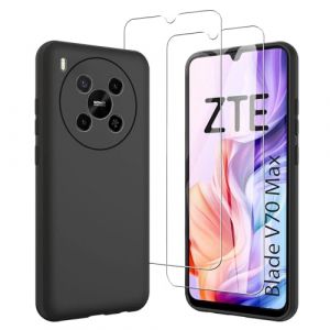 JDXHFF Coque Compatible avec ZTE Blade V70 Max (6.9") et 2 Pi&egrave;ces Verre tremp&eacute; &eacute;cran Film Protecteur - Noir Souple Silicone &Eacute;tui Bumper Housse TPU Case Cover Black (MBJOY, neuf)
