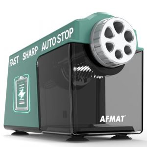 AFMAT Taille-crayon électrique, taille-crayon à grande capacité avec récipient avec 6 trous pour crayons de 6 à 11 mm, rechargeable, robuste, électrique pour salle de classe, bureau, école, artistes (AFMAT Direct EU, neuf)