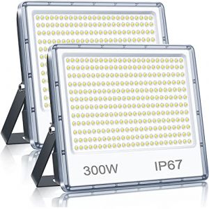 YIQIBRO Projecteur LED Exterieur 300W 2 Pièce, 85-265V Spot LED Extérieur Avec Transformateur, 30000LM 6500K Eclairage de Sécurité D'extérieur, IP67 Imperméable Luminaire Pour Jardin Stade Usine (CHENXIEU, neuf)