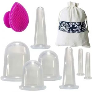 Lot de 8 ventouses en silicone, ventouses de massage en silicone, ventouses anti-cellulite pour les soins du corps, ventouses pour le corps, ventouses pour le visage, ventouses pour les yeux, brosses (XSEXO, neuf)