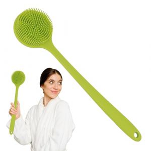 Brosse de bain à long manche pour douche, brosse dos de douche pour femme - Épurateur de douche en silicone - Brosse de bain arrière pour douche, brosse de douche à long manche, (spolert, neuf)