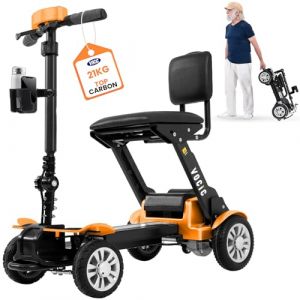 VOCIC D71 Scooter de mobilité électrique pliable leger(21KG),20KM carbone scooter électrique bis 150KG pour senior avec cadres réglables en longueur,Transportable en avion,5 ans|Orange (VOCIC, neuf)