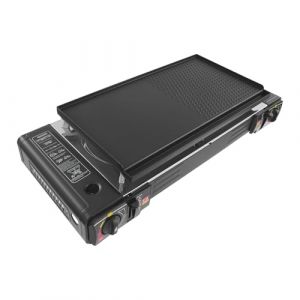 LENDISIY R&eacute;chaud &agrave; gaz 2 feux avec plaque de cuisson, R&eacute;chaud de camping portable, Barbecue &agrave; gaz, Ensemble de barbecue de camping avec valise, pour le camping, les voyages, le trekking et la cuisine (LENDISIY, neuf)