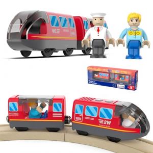Cylora Train de locomotives à Piles(Connexion Magnétique), Train Electrique Enfant, Trains Électrique Haute Vitesse avec Son, Compatible avec Thomas, Brio, Jouet pour Dès 3 Ans, Rouge (haoshiguan, neuf)