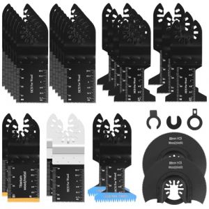 30 Pcs Lame Scie Oscillante, Universelle Outil Multifonction Saw Blades Accessoires Kit, Lame Outil Multifonction, pour Fein Multimaster, Ryobi, Milwaukee, Bosch, Dremel, Dewalt, Rockwell, Makita (LIUZZA NIELE S.R.L., neuf)