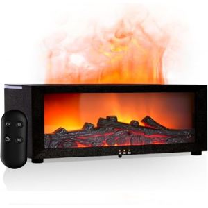 Starnearby Diffuseur & Humidificateur Effet Flamme Chemin&eacute;e, Diffuseur Flamme Huiles Essentielles, Diffuseurs d'aromath&eacute;rapie 7 Couleurs, Diffuseur d'ar&ocirc;mes avec T&eacute;l&eacute;commande (Noir) (Pasercvxzoreso, neuf)