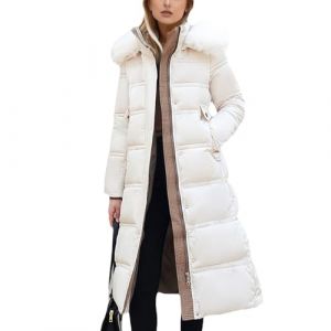 tinbarry Femme Longue Manteau Doudoune Manteau D'hiver Avec Capuche Manteau &eacute;pais Matelass&eacute; Parka Chaude Coupe-vent Avec col En Fourrure Manteau Zipp&eacute; Hiver (Ruidian8, neuf)