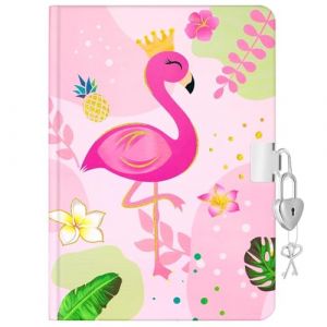 WERNNSAI Journal pour Enfants Flamingo Carnet - Journal en Feuille d'or pour Enfants avec Cadenas et cl&eacute;s, Agenda Scolaire Priv&eacute; A5 lign&eacute;, Bloc-notes pour &Eacute;criture, Dessin, Carnet de Notes (Nuoly, neuf)