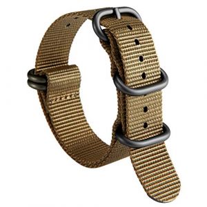 BINLUN Bracelet de Montre en Nylon G10 Balistique Militaire Remplacement Bracelet Montre Tissu pour Hommes Femmes 18mm 19mm 20mm 21mm 22mm 23mm 24mm(Kaki-Noir,18mm) (Prince Gera Flagship Store EU Store, neuf)