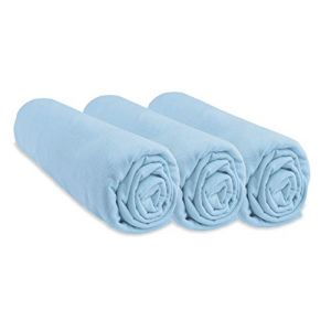 Lot de 3 Draps Housse 60x120 cm Lit Bébé, Berceau, Lit Parapluie 60 x 120 | 100% Coton | Bleu Ciel | Extensible & Respirant | Sommeil sain | Marque Easy Dort | Certifié Oeko-Tex | Fabriqué en Europe (LA MAISON EN CHIFFON, neuf)