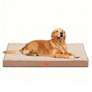 WAVVE Lit orthop&eacute;dique pour chien en mousse de carton d'&oelig;ufs pour grands chiens, 112 x 81 cm, amovible et lavable, dessous antid&eacute;rapant, marron (Wavve EU, neuf)