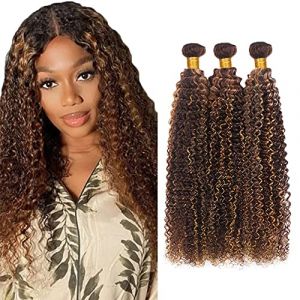 AiPliantfis Tissage Cheveux Naturel Tissage Bresilien P430 Brown Human Hair Bundles Curly Wave 3 Bundles Human Hair Extension 100g/PC 100% Brazilian Remy Human Hair Extensions 26 28 30 Pouce (GongBei Hair, neuf)