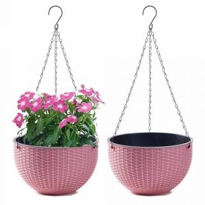 Pot de Fleur Suspendu Exterieur et Intérieur Suspension Plante Exterieur, Pots de Fleurs à Suspendre - avec Réservoir d'eau et Chaînes Inoxydables - Pot Suspendu Plante Jardinière Balcon (PpenmAoos Bijoux et jardins, neuf)