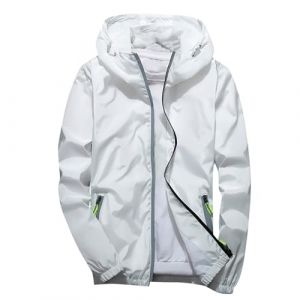 Coupe Vent homme Impermeable Veste Coupe Vent De Pluie Avec Capuche L&eacute;g&egrave;re S&eacute;chage Rapide Couleur Unie L&eacute;ger Manteau de Pluie Sport Montagne Fermeture &eacute;clair Fine Respirant Veste Pour Les Voyages (qieycgd, neuf)