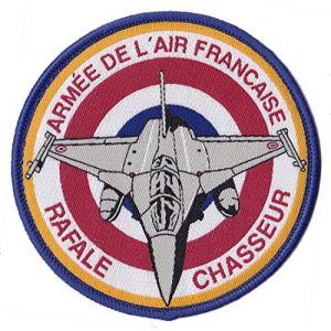Patche Ecusson Pilote Rafale Arm&eacute;e de l'air France Patch Tiss&eacute; Thermocollant (Naga.Hitam, neuf)