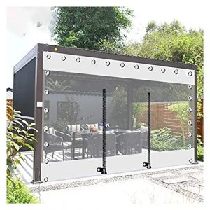 WZYJLyds Rideaux de Bâche Imperméables Transparents Extérieurs, Bâche en PVC avec Fermeture À Glissière, Pergola Patio Porche Panneaux Latéraux de Étanche Claire, avec Œillets (furuidemu, neuf)
