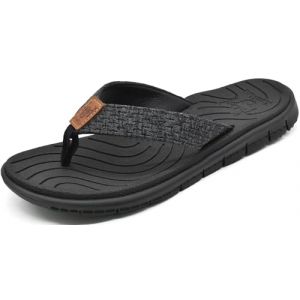 KuaiLu Tongs Femme &eacute;t&eacute; Cuir en Tissu Plage et Piscine Flip Flops Confort Soutien Voute Plantaire Tongue Sandales Orthopedique Mousse de Yoga Antid&eacute;rapantes Douche Claquette Noir 40.5 (KUAILU-XYL, neuf)