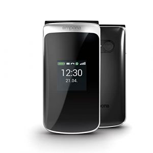 Emporia TOUCHsmart.2 Nouvelle &eacute;dition, t&eacute;l&eacute;phone portable 4G pour personnes &acirc;g&eacute;es, bouton d&eacute;di&eacute; pour WhatsApp et application de messagerie, volume &eacute;lev&eacute;, &eacute;cran couleur 3,25", station de charge, noir (Numero Un0, neuf)