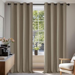 Deconovo Rideaux Occultants Isolant Thermique Anti Froid, Design Moderne &agrave; Oeillets, Rideaux pour Chambre Gar?on, 140x220 CM (Largeur x Hauteur), Taupe, 2 Pi&egrave;ces (Deconovo-Home, neuf)