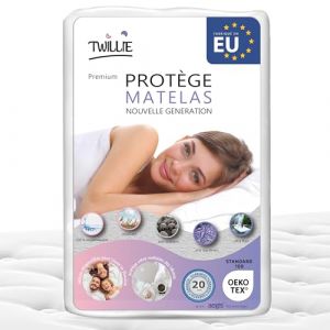 Twillie – Protège Matelas 160 x 190 cm Imperméable et Respirant - Alèse Qualité Supérieure Certifié Oeko-TEX® - Aegis® - Hypoallergénique - Anti Acarien, Bactérien – Housse Matelas 100% Polycoton (JTD Europe, neuf)