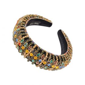 EXQUIMEUBLE Bandeau Large Pour Cheveux C&ocirc;tel&eacute; Vintage Avec Strass Serre-t&ecirc;te Mode Femme Pour F&ecirc;tes Et Usage Quotidien Style Al&eacute;atoire (MLOOZK, neuf)