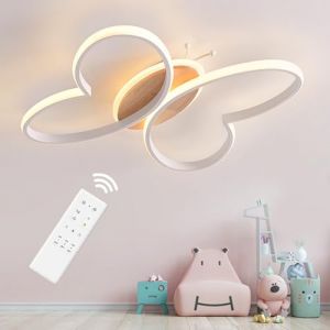Dythwron 48CM Lampe de Chambre D'enfant Plafond, 50W LED Lampe de Plafond Chambre D'enfant Avec Télécommande Avec Fonction Veilleuse, Papillon Lampe de Plafond pour Chambre D'enfant (Blanc) (Dythwron, neuf)
