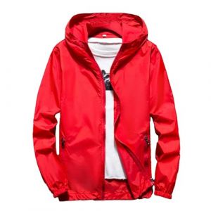 Coupe Vent homme Impermeable Veste Coupe Vent De Pluie Avec Capuche L&eacute;g&egrave;re S&eacute;chage Rapide Couleur Unie L&eacute;ger Manteau de Pluie Sport Montagne Fermeture &eacute;clair Fine Respirant Veste Pour Les Voyages (qieycgd, neuf)