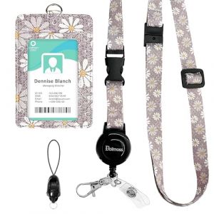 bolimoss Porte-badge Daisy avec cordon r&eacute;glable, porte-badge r&eacute;tractable, tour de cou amovible avec enrouleur de badge et porte-badge en cuir pour infirmi&egrave;res, &eacute;tudiants, enseignants, personnel de (bolimoss, neuf)