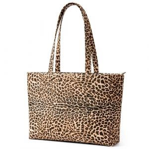 KALIDI Sac fourre-tout pour femme - Grand sac &agrave; bandouli&egrave;re avec fermeture &eacute;clair - Imperm&eacute;able - En polyur&eacute;thane - Pour le travail, l'&eacute;cole, les voyages, un usage quotidien, L&eacute;opard-02-L (Laowan Ltd, neuf)