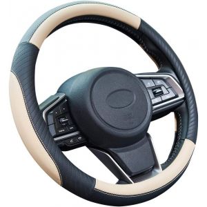 Couvre Volant Cuir Auto - Couvre Volant Souple en Microfibre Universelle 37-38cm, Anti-dérapant, Respirant, Beige (YGYQZ, neuf)