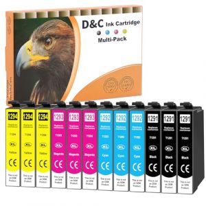 D&C T1295 Cartouches d'encre compatibles avec Epson T1291 T1292 T1293 T1294 Cartouche pour Epson WF 3520 WF-3530 WF-3010, Stylus Office BX535WD BX635FWD Stylus SX420W SX525WD SX535WD ((Lot de 12) (OnlineSales 365, neuf)