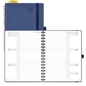 POPRUN Agenda 2025 2026 Semainier 22 x 16,5 cm D'Août 2025 à Déc 2026, Planner Disposition Horizontale Scolaire 17 Mois avec Couverture Souple Spirale, Règle et signet, Papier 80g/m², Bleu marine (Time Works Wonders, neuf)