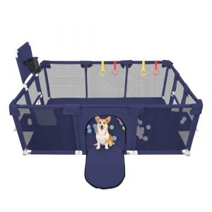 Parc à Chiots avec Porte, Parc pour Chiots Ou Petits Chiens, Clôture Solide en Tissu épais Et Filet en Nylon Haute Résistance, Lavable en Machine, Intérieur/extérieur-180 * 120 * 66cm-Bleu Marine (Hechheu, neuf)