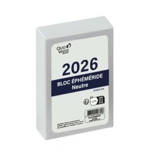 Quo Vadis - Agenda - 2026 - Bloc Eph&eacute;meride Neutre - Journalier - Fran&ccedil;ais - Classic - 12 mois de janvier &agrave; d&eacute;cembre - 6,5x9,7 cm - Fabrication fran&ccedil;aise (Papeterie Libellus, neuf)