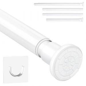 1 pi&egrave;ce Barre de douche sans per&ccedil;age Edelstahl Support de tringle &agrave; rideau extensible, 71-165 cm Barre de rideau de serrage multifonction Barre de douche extensible Kleiderstange Katzennetz (blanc) (Rowenna, neuf)