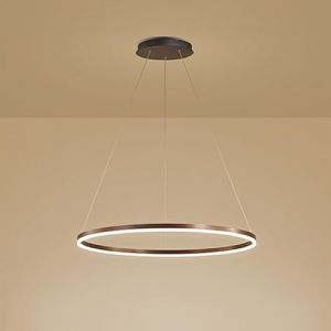 ZXSRGDHX Anneau Unique LED Suspension Nordique Moderne Cercle Lustre R&eacute;glable Lampes Suspendues pour Salon &Icirc;lot De Cuisine Table &Agrave; Manger(60cm, 38W,Brown, Cool White) (jvxinlou, neuf)