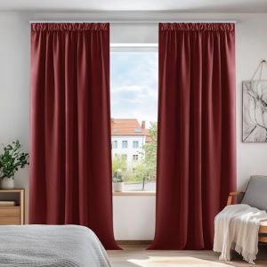 Deconovo Lot de 2 Rideaux Occultants avec Galon Fronceur Rideau Chambre Grande Hauteur Isolant Thermique Anti Froid 140x220cm No?l Rouge (Deconovo-Home, neuf)