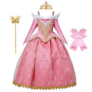 MYRISAM Fille D&eacute;guisement d&rsquo;Aurore La Belle au Bois Dormant Cosplay Costume Princesse Conte de F&eacute;e D&eacute;grad&eacute;s Robe Carnaval Halloween No&euml;l Anniversaire C&eacute;r&eacute;monie F&ecirc;te avec Accessoires 3-4 ans (MYRISAM store, neuf)