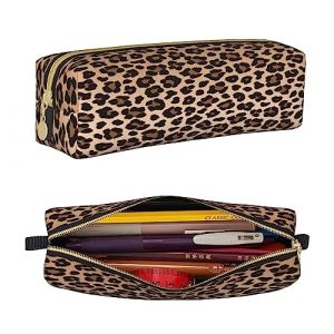 PAQGSREM Petite trousse à crayons, trousse à crayons, clés, léopard marron, trousse de rangement pour papeterie, école, bureau, voyage, Motif léopard Marron, Taille unique, Trousse à crayons (yichangshisanzexushangmaoyouxiangongsi, neuf)