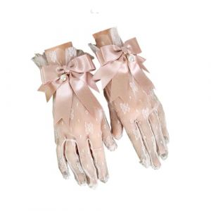 NXSLONE Lolita Coiffe, Bandeau Lolita, Bandeau for Femmes Lolita Large Bandeau en Dentelle Oreilles d'ours Bandeau Accessoires de Cheveux avec Bandeau de Cheveux Arc(Pink Gloves) (Morty Bazaar, neuf)