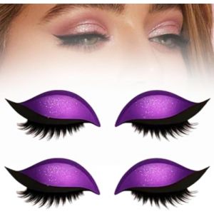 Patch de cils fard à paupières paresseux, autocollant de fard à paupières et faux cils réutilisables 2 en 1, pochoirs de maquillage colorés pour toutes les formes d'yeux (Violet) (XFZR, neuf)