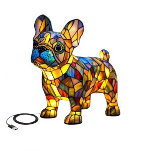 Lampe En Vitrail En Forme D'Animal,Lampe Vintage En Verre Teinté En Forme De Chien|,Veilleuse De Chevet En Forme D'Animal,Veilleuse Décorative Colorée Pour La Maison, La Chambre à Coucher (DaPongZhi, neuf)