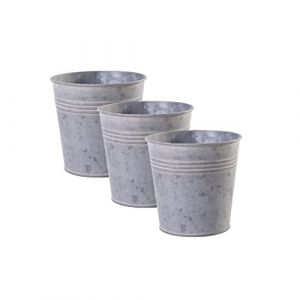 Jinfa Lot de 3 Vases Pot de Fleur en Zinc Exterieur Grande jardinière en métal galvanisé | Taille: S | Ø 13 cm x 12,7 cm | 1,2L (HDhomeart, neuf)