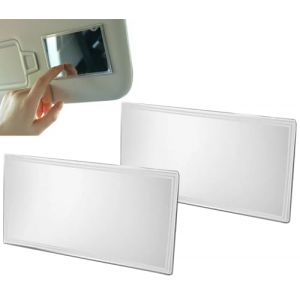 Miroir de Maquillage de Voiture,2 pièces Miroir Pare Soleil Voiture,Miroir de Courtoisie de Pare-Soleil,Miroir Pare-Soleil,Miroir Cosmétique Intérieur Auto-adhésif Automobile,pour Visera de Coche (chusai, neuf)