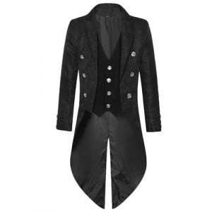 Veste Steampunk Vintage Gothique Médiévale pour Homme Veste Costume en Queue De Pie Longue Steampunk Uniforme Cosplay Tailcoat pour Hommes Costume Party Outwear Partie Vêtements De Smoking (⭐⭐⭐⭐⭐AEGJEGVD⭐⭐⭐⭐⭐, neuf)