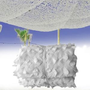 Filet de Camouflage renforcé 210D 3x8M Pare-Soleil Camping,la Chasse, Décoration Jardin, Housses de Voiture, Auvents Terrasse,Photographie Fond,Camo Net(Couleur:Blanc) (XIYLU, neuf)