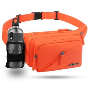 REETEE Sac Banane pour Femme et Homme Imperm&eacute;able Sacoche Banane avec Porte Bouteille, Grande Capacit&eacute; Ceinture r&eacute;glable Banane Homme pour Balade Escalade Sport Fanny Pack Waist Pack (Orange) (REETEE, neuf)
