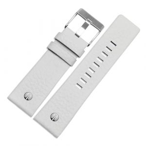 LUGEMA Bracelet de montre en cuir véritable 22 24 26 27 28 30 mm Litchi Grain compatible avec Diesel DZ4316 DZ7395 DZ7305 Bracelet de montre, Blanc/boucle argentée, 27mm (zhilirongxiang, neuf)