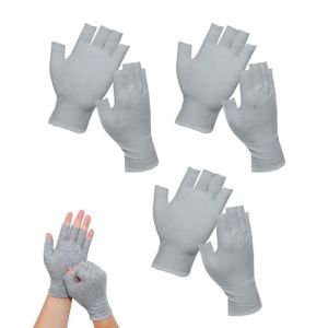 ZEXIJOW 3 Paires Gant Coton Hydratants Eczema,Gants de Travail Minces Contre N&eacute;vrodermite,Gants Protection l'ecz&eacute;ma pour Peau S&egrave;che et Sensible,Convient aux mains s&egrave;ches,Conception sans doigts-Cendre (Volumetech OU, neuf)