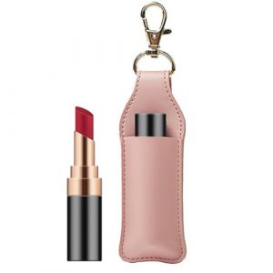 Cha&icirc;ne de cl&eacute;s de rouge &agrave; l&egrave;vres - Rouge &agrave; l&egrave;vres - Sac de maquillage - Petit rangement en cuir - Accessoire de beaut&eacute; portable - Organiseur de maquillage compact, Rose, 1 st&uuml;ck (1er Pack) (yalidi, neuf)